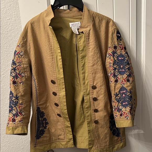 Coldwater Creek Jackets & Blazers - Coldwater Creek khaki Embroidered Utility Jacket